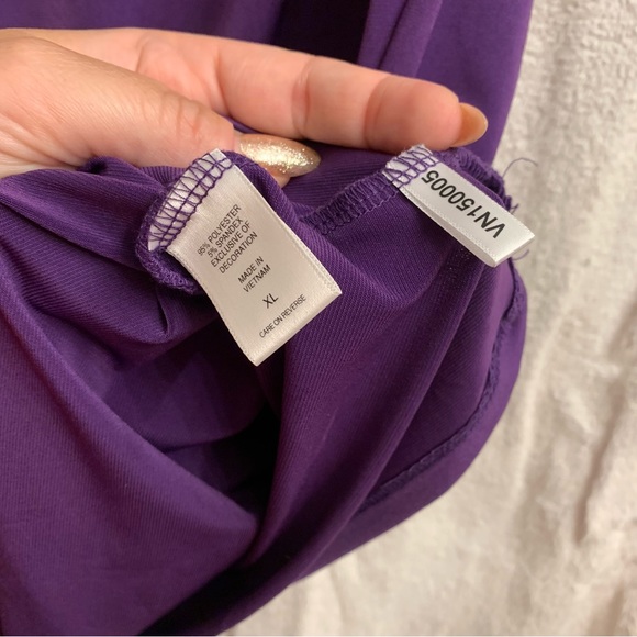 Ny&Co. 7th Avenue Purple Draped Sleeveless Blouse with Lace | XL - Picture 3 of 7